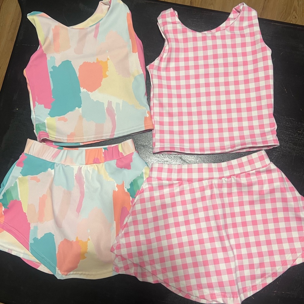 Colorful and Pink Gingham Two-Piece Sets